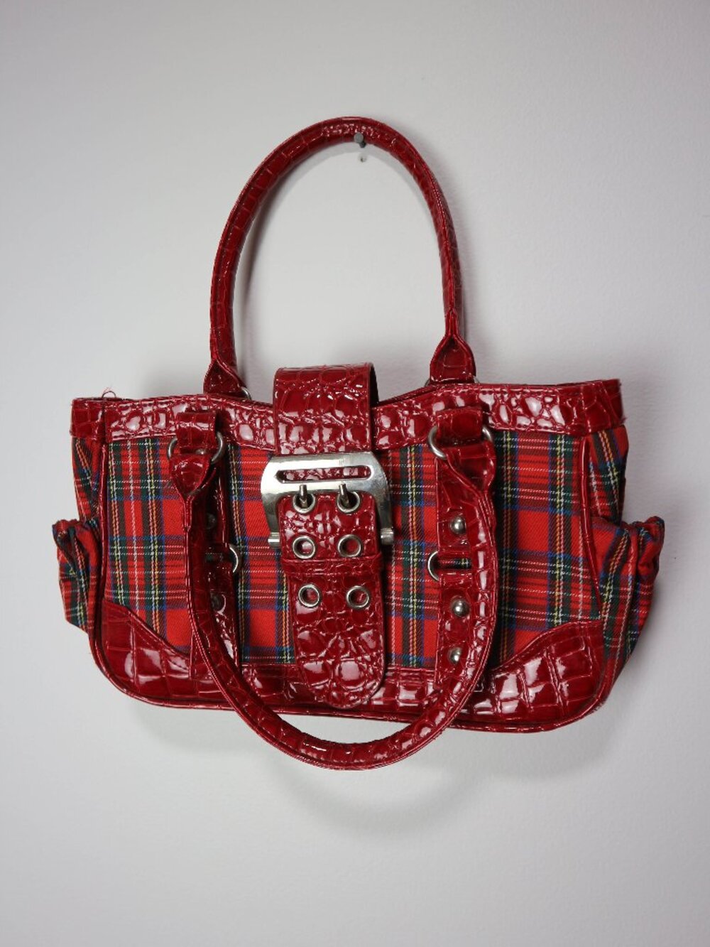 Primadonna Vintage Y2K Style Plaid Checkered Faux Leather Bag